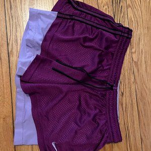 Purple and Lavender Nike Running Shorts with Spandex Mesh L